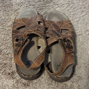 Brown Leather Sandals with Buckle